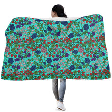 Load image into Gallery viewer, Takwakin Harvest Turquoise Hooded Blanket
