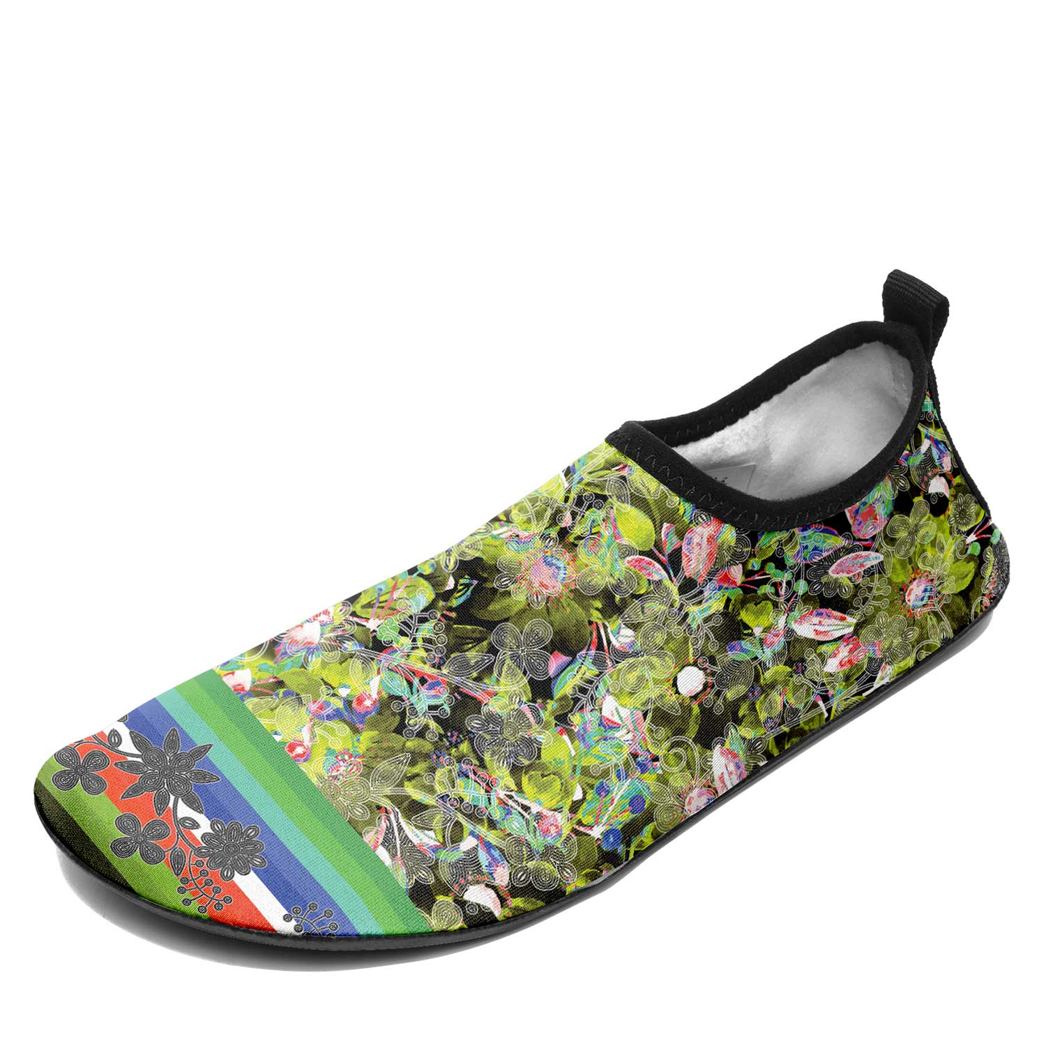 Fire Feather Green Kid's Sockamoccs Slip On Shoes