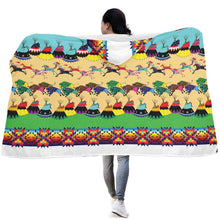 Load image into Gallery viewer, Horses and Buffalo Ledger White Hooded Blanket
