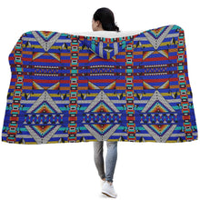 Load image into Gallery viewer, Medicine Blessing Blue Hooded Blanket

