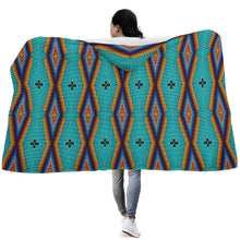 Load image into Gallery viewer, Diamond in the Bluff Turquoise Hooded Blanket
