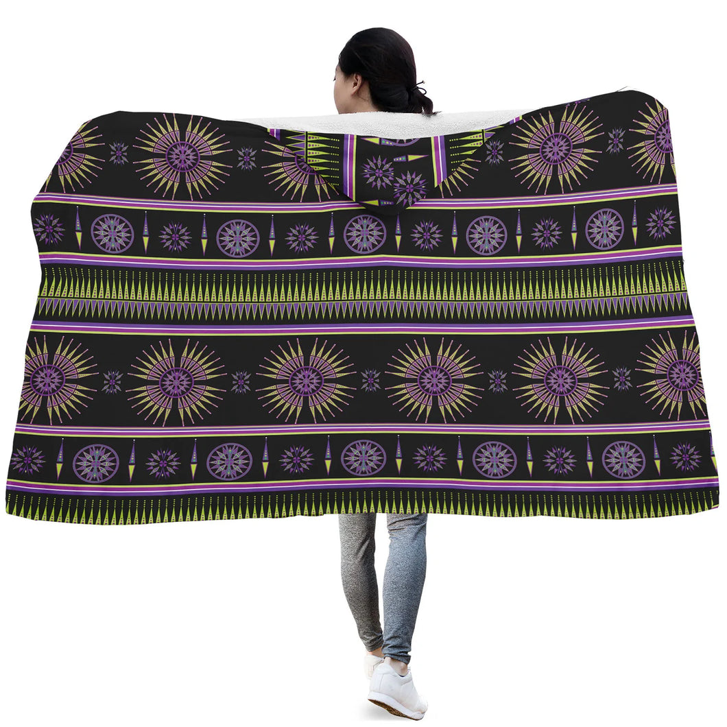 Evening Feather Wheel Hooded Blanket