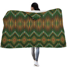 Load image into Gallery viewer, Fire Feather Green Hooded Blanket
