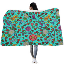Load image into Gallery viewer, Berry Pop Turquoise Hooded Blanket
