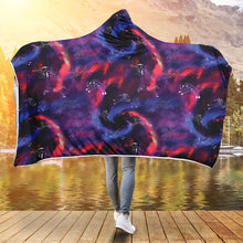 Load image into Gallery viewer, Animal Ancestors 3 Blue Pink Swirl Hooded Blanket
