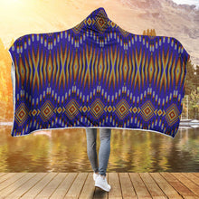 Load image into Gallery viewer, Fire Feather Blue Hooded Blanket
