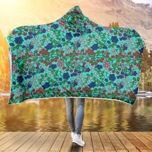 Load image into Gallery viewer, Takwakin Harvest Turquoise Hooded Blanket
