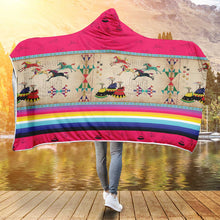 Load image into Gallery viewer, Horses Running Berry Hooded Blanket
