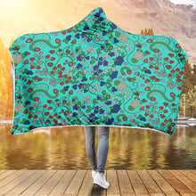 Load image into Gallery viewer, Grandmother&#39;s Stories Turquoise Hooded Blanket
