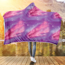 Load image into Gallery viewer, Animal Ancestors 7 Aurora Gases Pink and Purple Hooded Blanket
