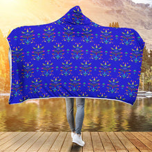 Load image into Gallery viewer, Dakota Damask Blue Hooded Blanket
