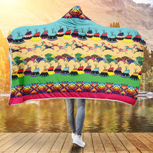 Load image into Gallery viewer, Horses and Buffalo Ledger Pink Hooded Blanket
