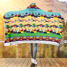 Load image into Gallery viewer, Horses and Buffalo Ledger White Hooded Blanket
