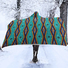 Load image into Gallery viewer, Diamond in the Bluff Turquoise Hooded Blanket
