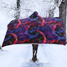 Load image into Gallery viewer, Animal Ancestors 3 Blue Pink Swirl Hooded Blanket
