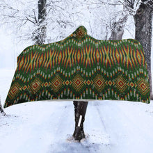 Load image into Gallery viewer, Fire Feather Green Hooded Blanket
