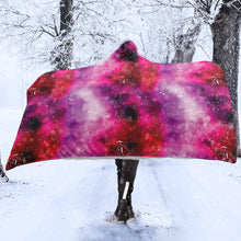 Load image into Gallery viewer, Animal Ancestors 8 Gaseous Clouds Pink and Red Hooded Blanket
