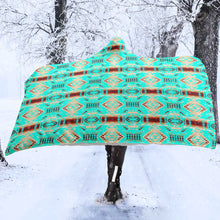 Load image into Gallery viewer, Gathering Earth Turquoise Hooded Blanket
