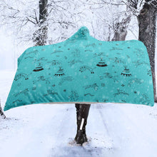 Load image into Gallery viewer, Ledger Dabbles Turquoise Hooded Blanket
