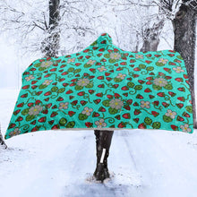 Load image into Gallery viewer, Strawberry Dreams Turquoise Hooded Blanket
