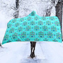 Load image into Gallery viewer, Dakota Damask Turquoise Hooded Blanket
