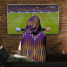 Load image into Gallery viewer, Fire Feather Purple Hooded Blanket
