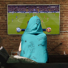 Load image into Gallery viewer, Ledger Dabbles Turquoise Hooded Blanket
