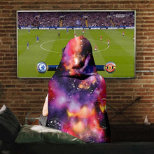 Load image into Gallery viewer, Animal Ancestors 9 Cosmic Swirl Purple and Red Hooded Blanket
