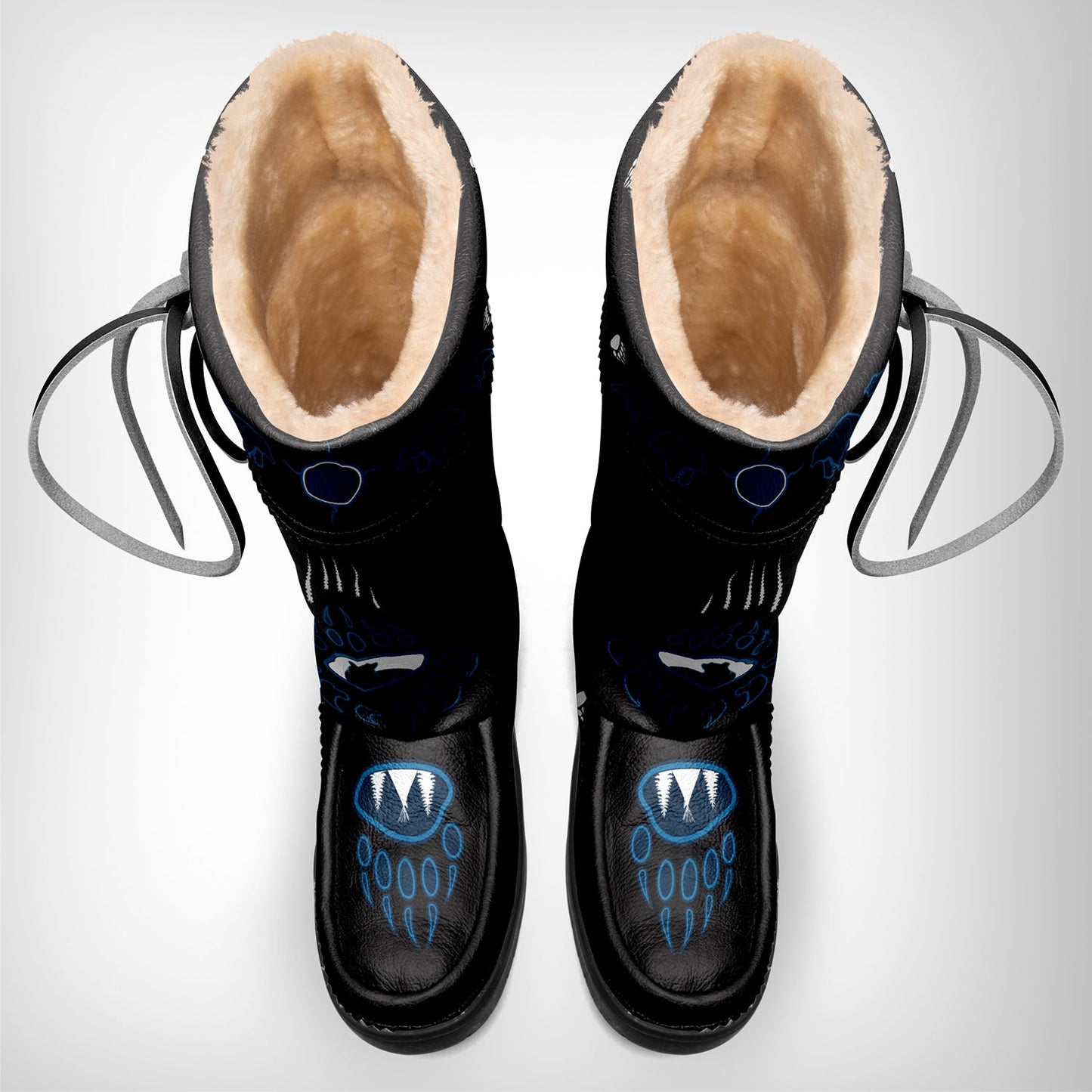 Bear Paw Blue Black Real Leather MocLux
