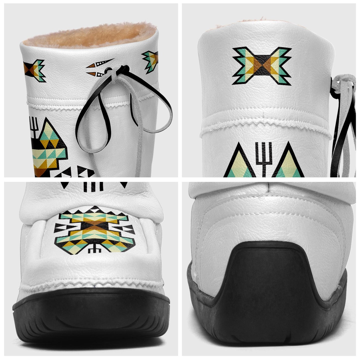 Geometric Earth Tone Real Leather MocLux