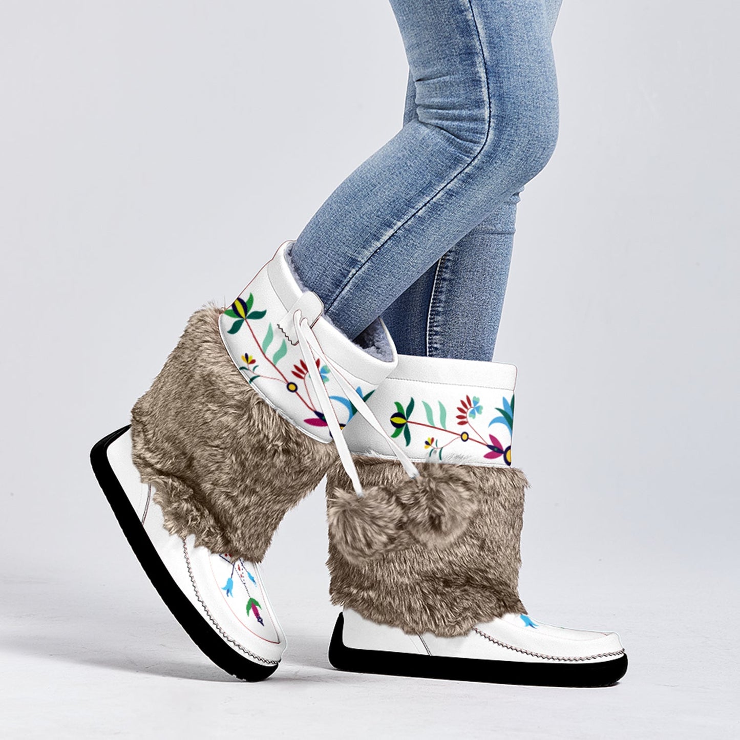 New Age Quill Real Leather MocLux with Fur