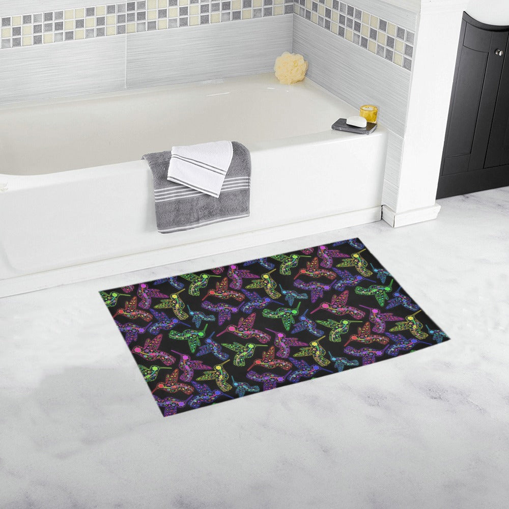 Neon Floral Hummingbirds Bath Rug 16''x 28''