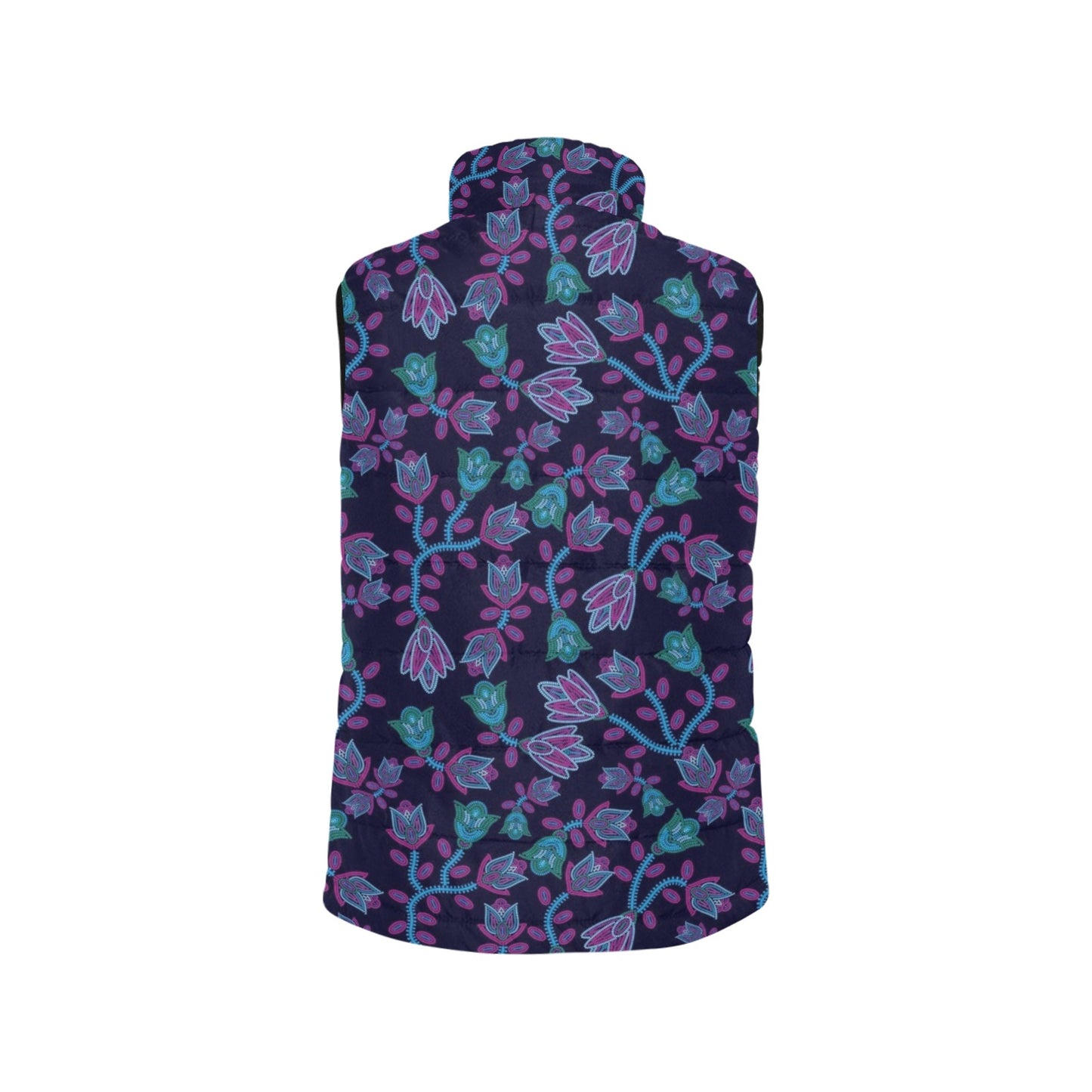 Beaded Blue Nouveau Women's Padded Vest Jacket