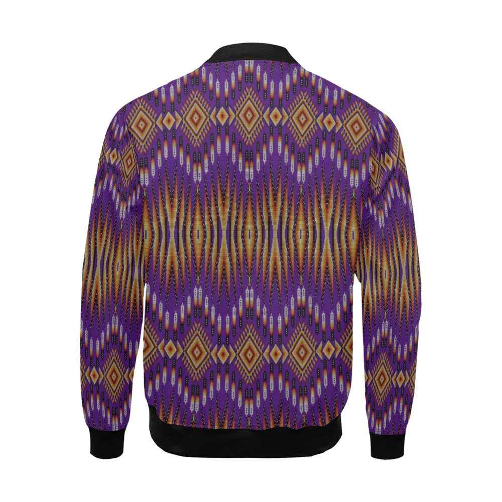 Fire Feather Purple Bomber Jacket for Men