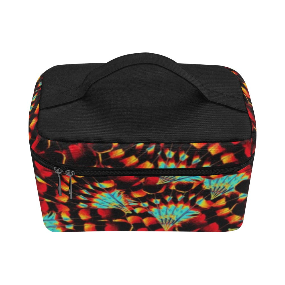 Hawk Feathers Fire and Turquoise Cosmetic Bag