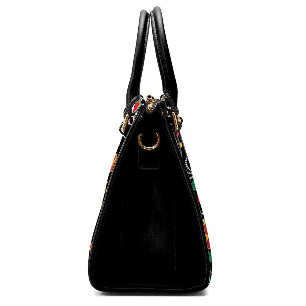 Floral Beadwork Six Bands Convertible Handbag