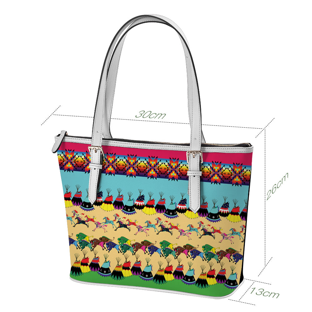 Horses and Buffalo Ledger Pink Tote