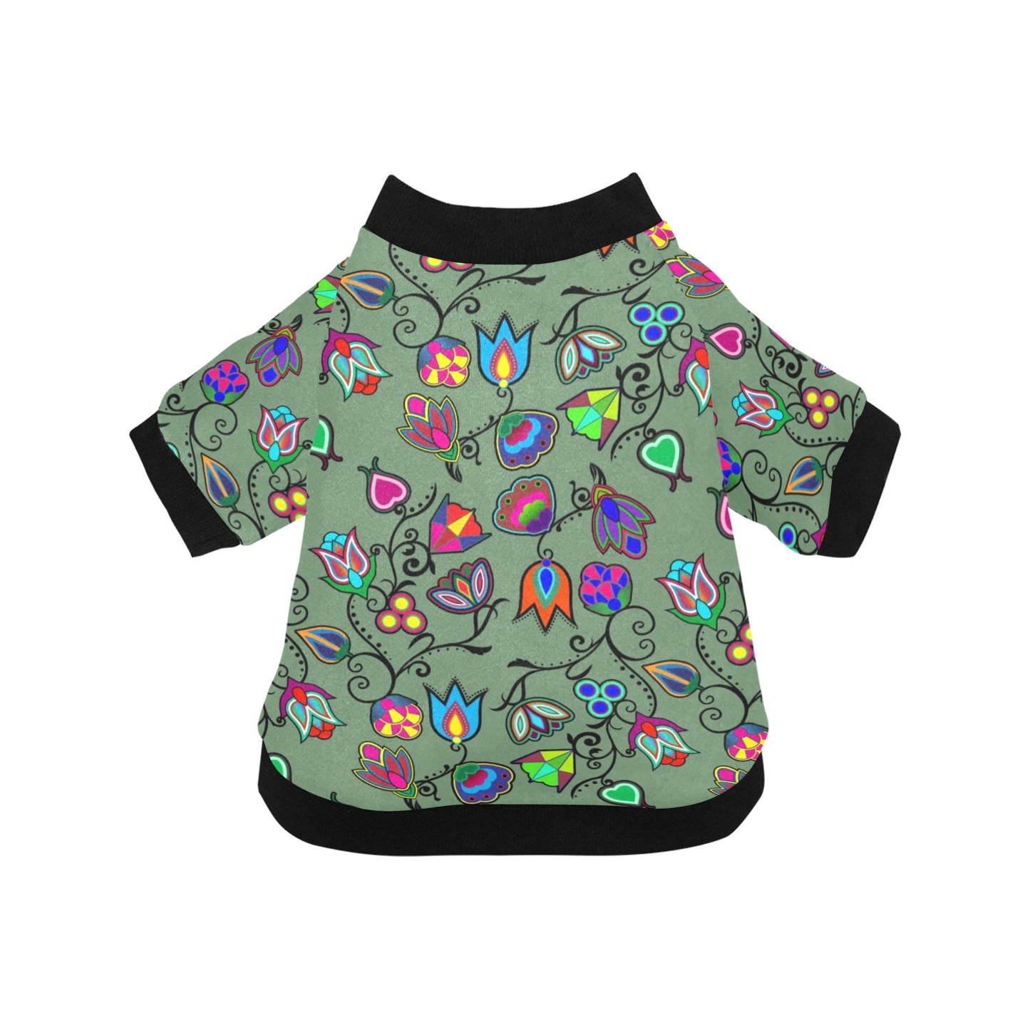 Indigenous Paisley Dark Sea Pet Dog Round Neck Shirt