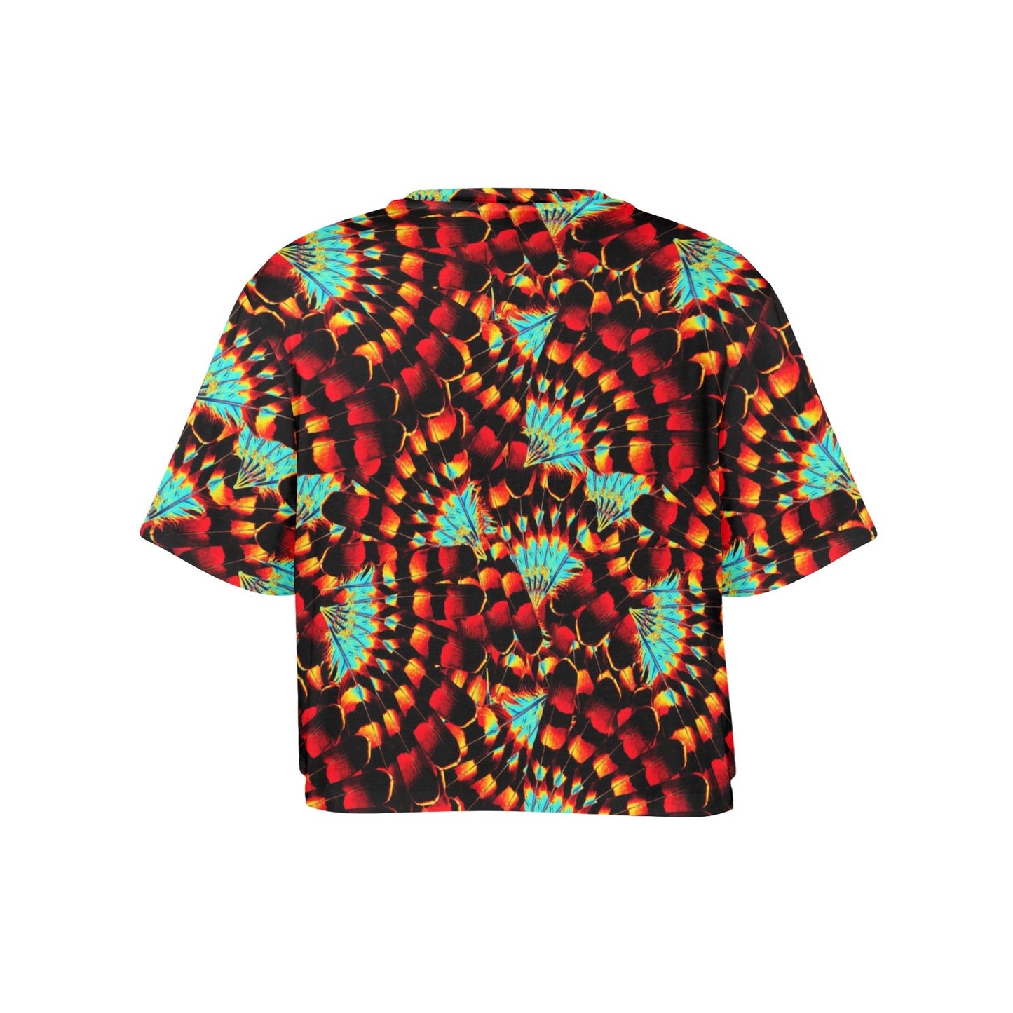 Hawk Feathers Fire and Turquoise Crop Top