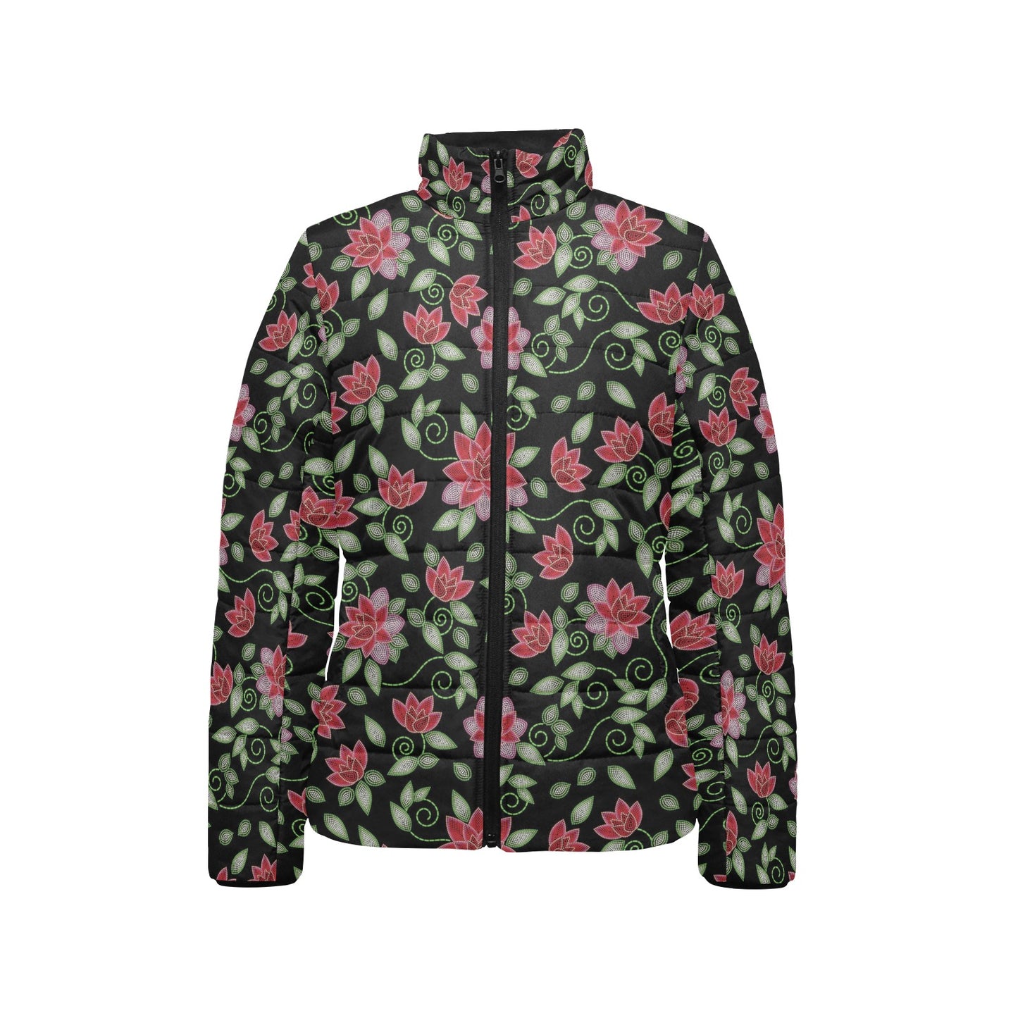 Beaded Rose Stand Collar Jacket