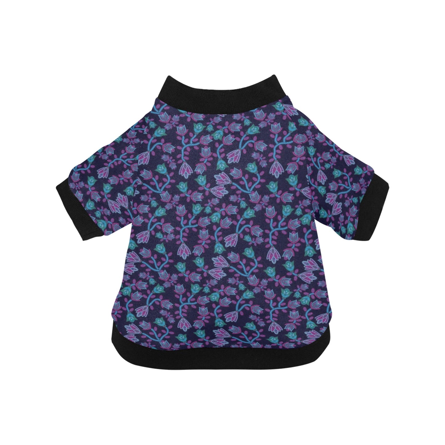 Beaded Blue Nouveau Pet Dog Round Neck Shirt