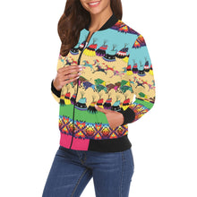 Load image into Gallery viewer, Horses and Buffalo Ledger Pink Bomber Jacket for Women
