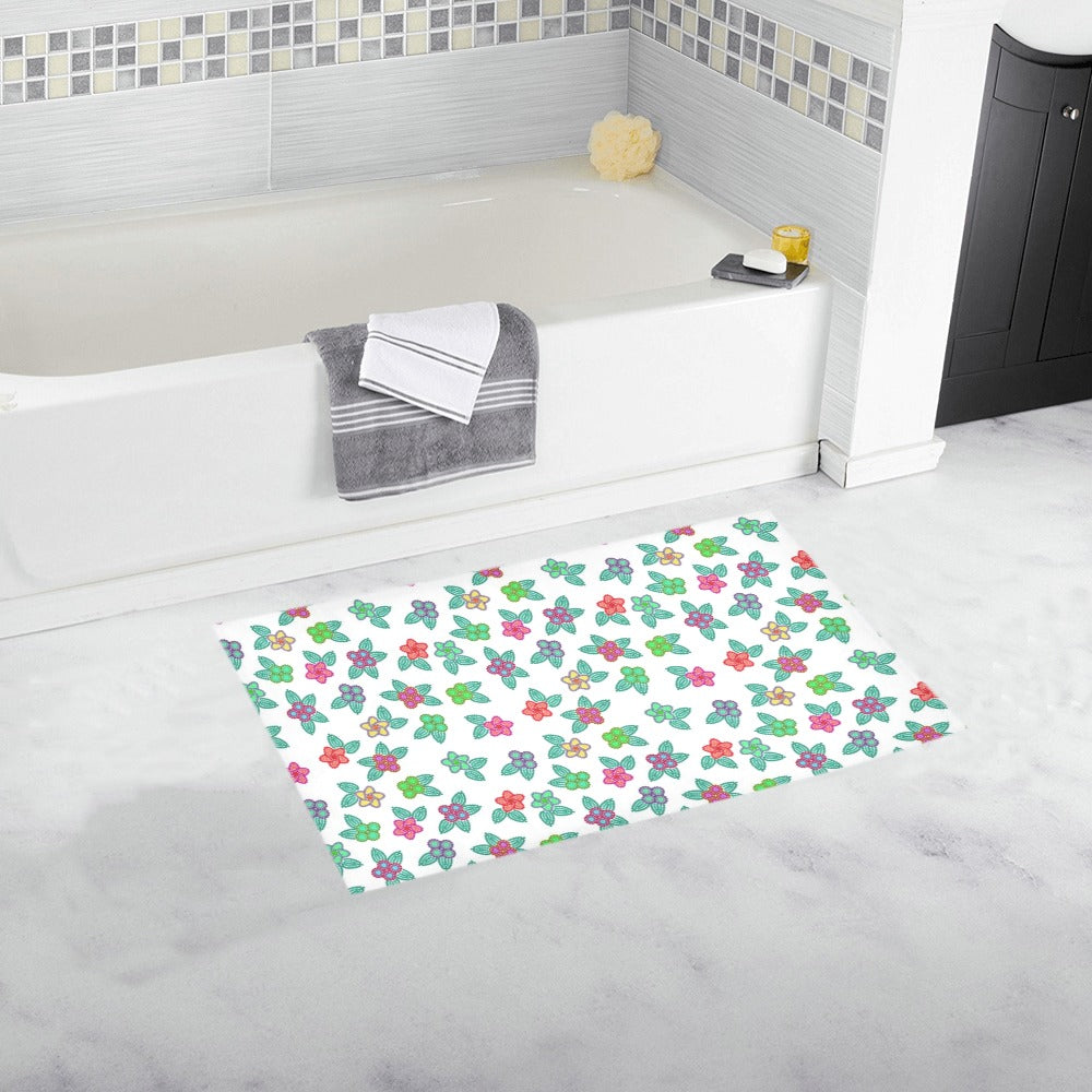 Berry Flowers White Bath Rug 16''x 28''