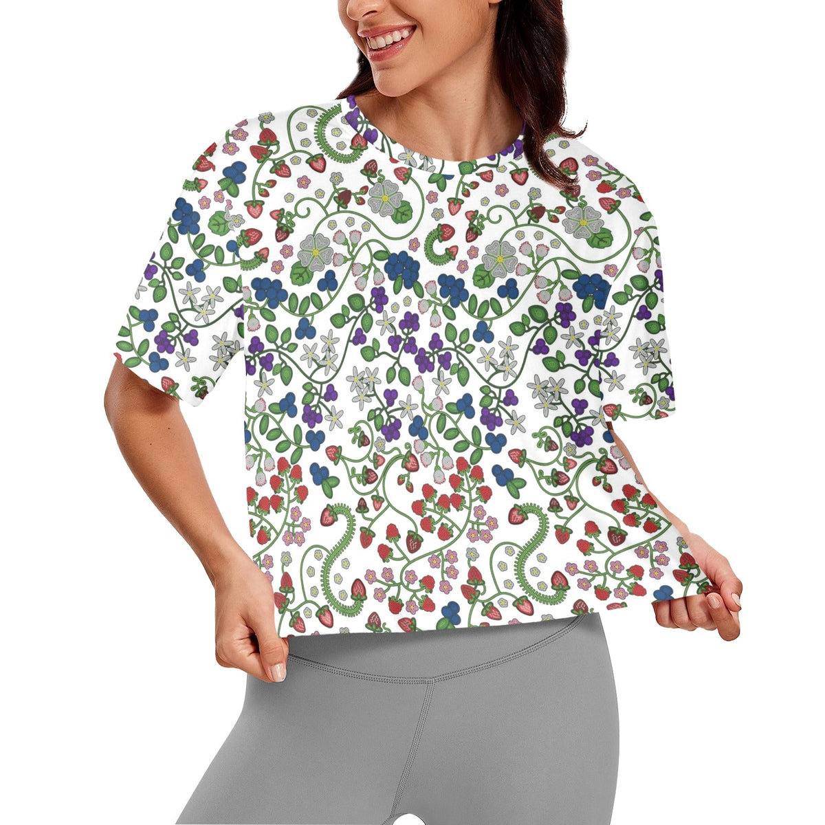 Grandmother Stories White Crop Top by 49 Dzine