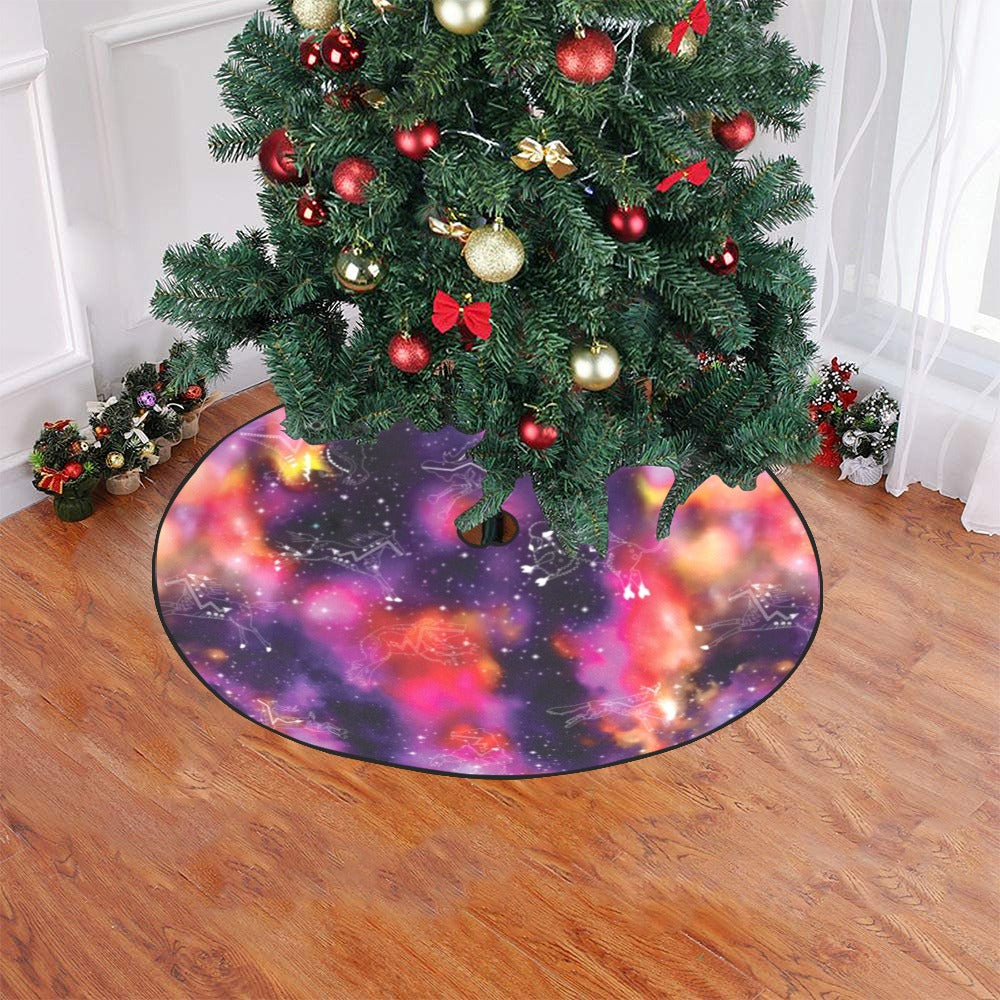 Animal Ancestors Cosmic Swirl Purple and Red Tree Skirt