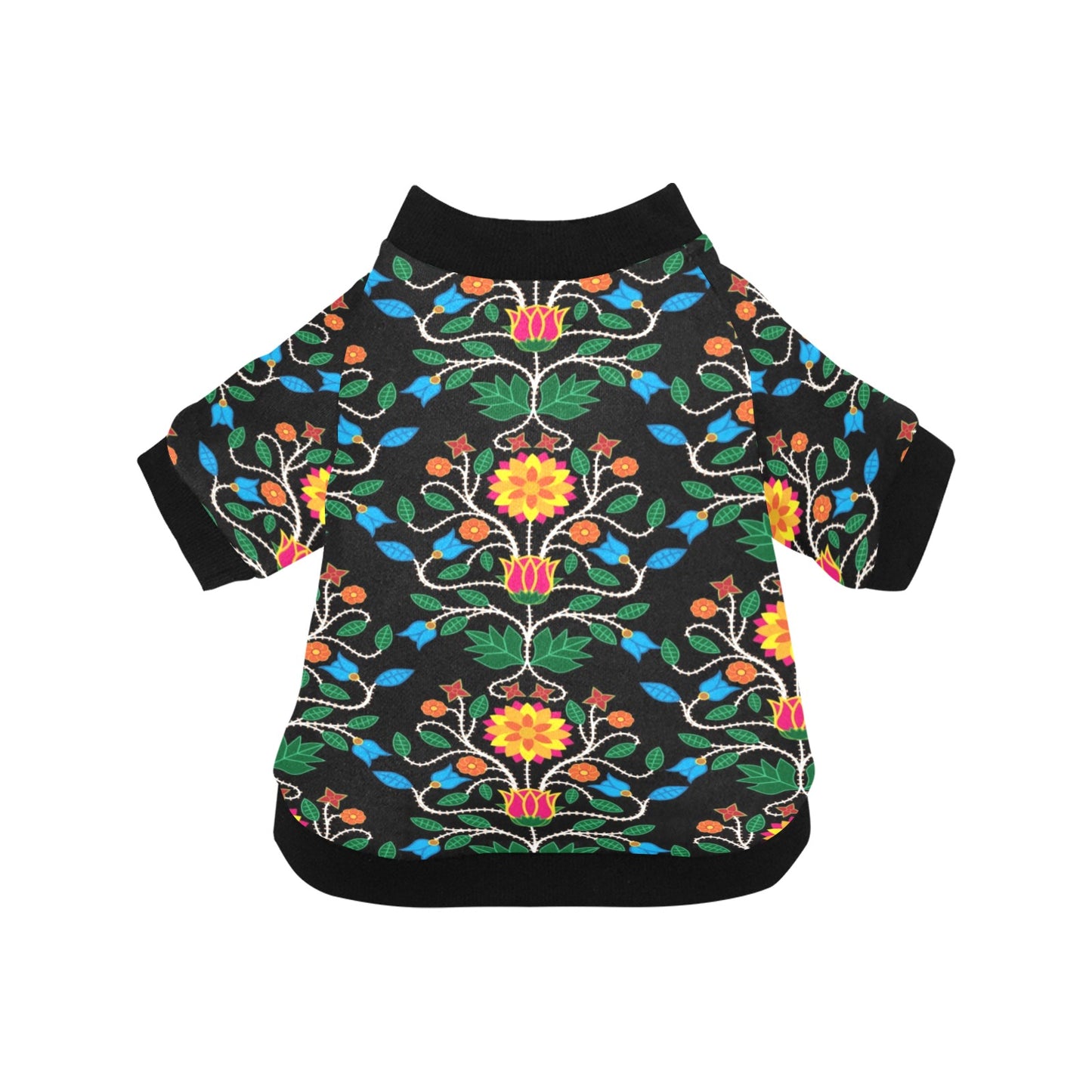 Floral Beadwork Four Clans Pet Dog Round Neck Shirt