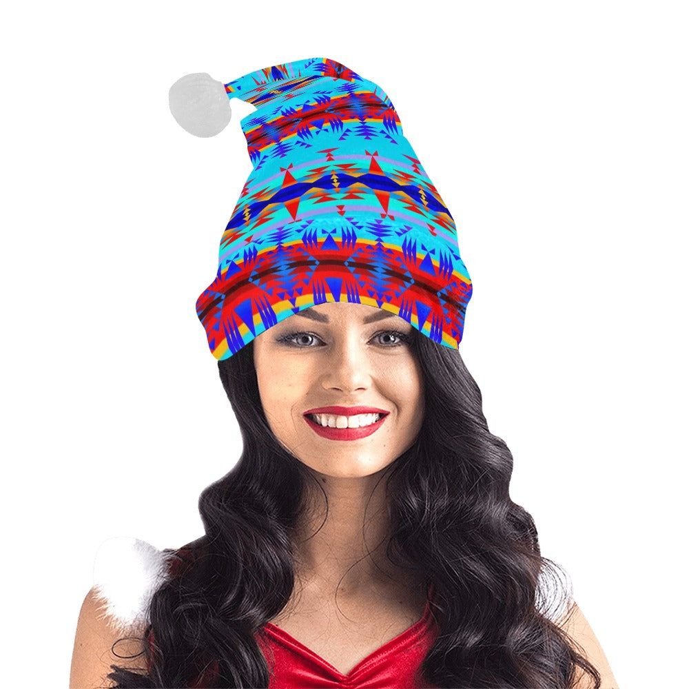 Between the Mountains Blue Santa Hat