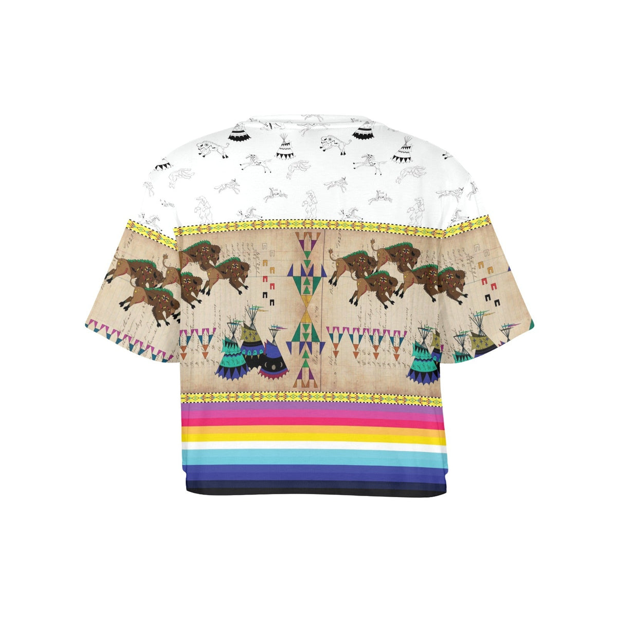 Buffalos Running White Clay Crop Top