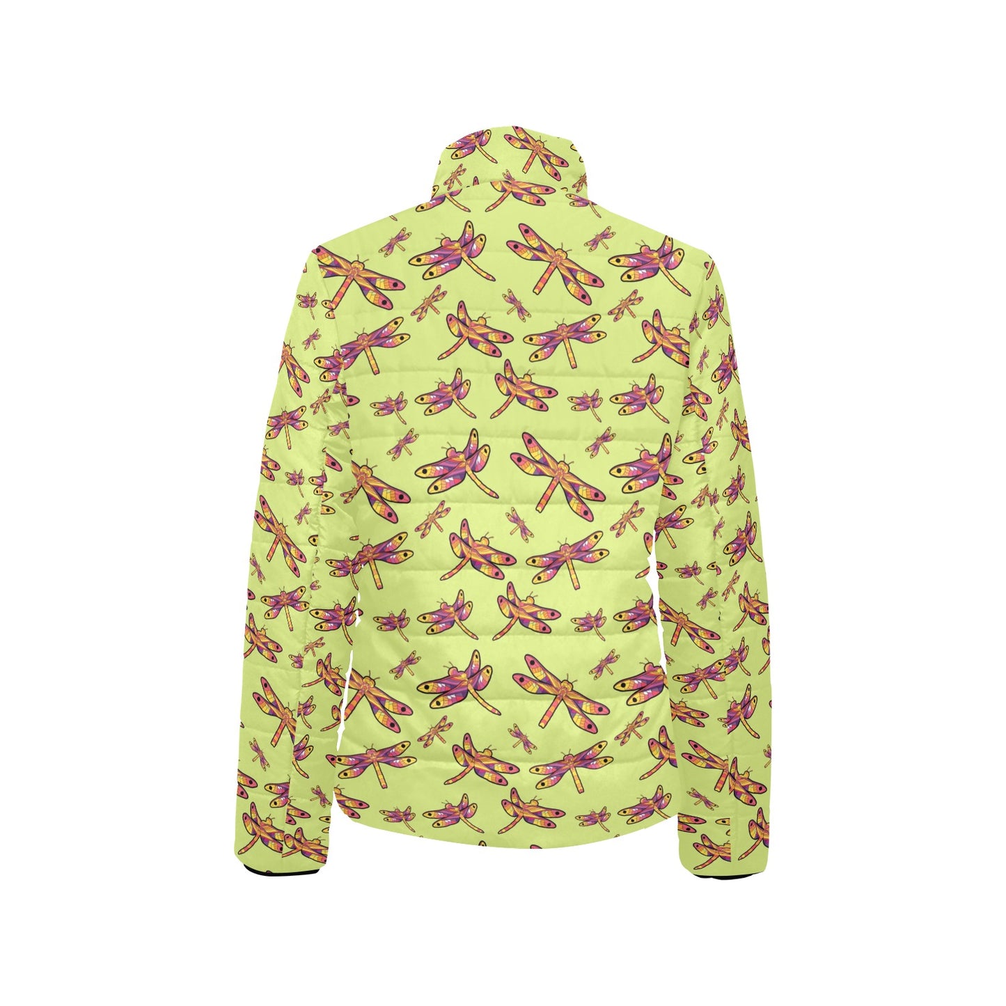 Gathering Lime Women's Stand Collar Padded Jacket