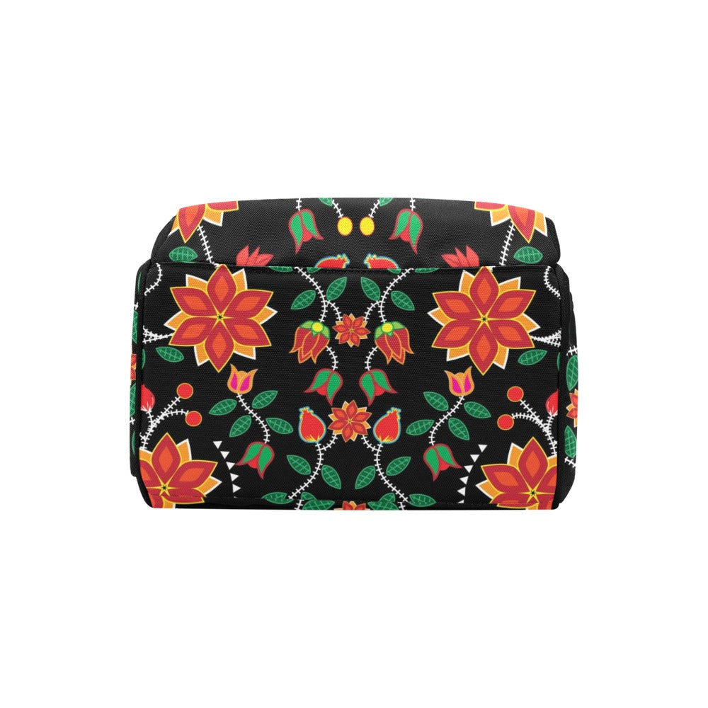 Floral Beadwork Six Bands Multi-Function Diaper Backpack/Diaper Bag